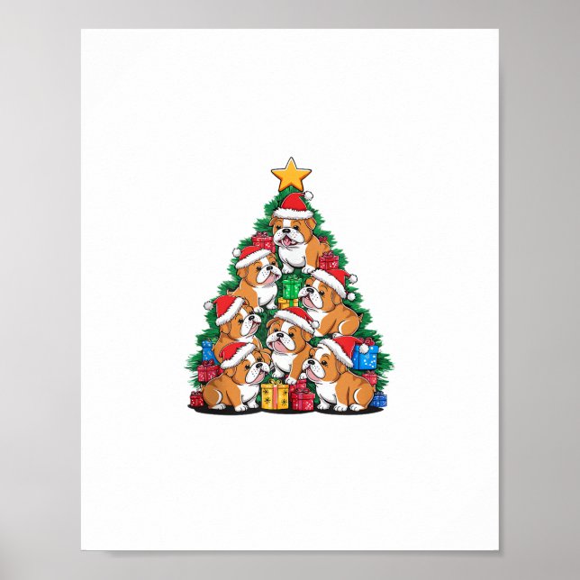 Affiche Arbre de Noël Bulldog anglais (Devant)