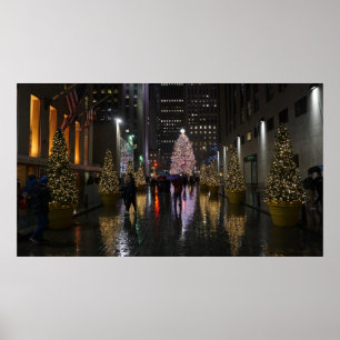 Affiche Arbre de Noël central de Rockefeller par réflexion