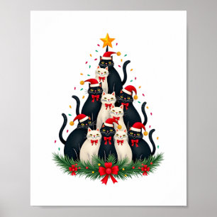 Affiche Arbre de Noël Chat Smoking Chat Smoking Lumières X
