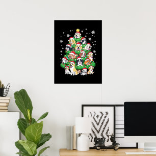 Affiche Arbre de Noël Chien - Jolies Pupuces Joyeux Noël