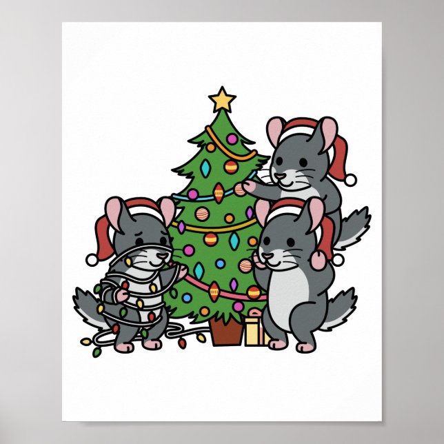 Affiche Arbre de Noël Chinchilla (Devant)