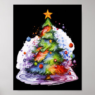 Affiche Arbre de Noël coloré, Décor saisonnier