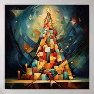 Affiche Arbre de Noël Cubisme