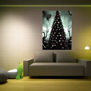 Affiche Arbre de Noël dans la forêt d'horreur   Art AI