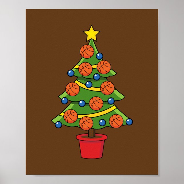 Affiche Arbre de Noël de basket-ball (Devant)