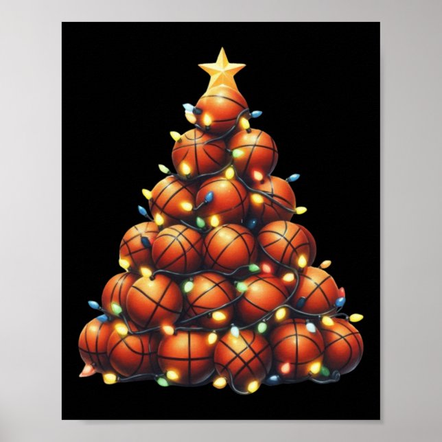 Affiche Arbre de Noël de basket-ball (Devant)