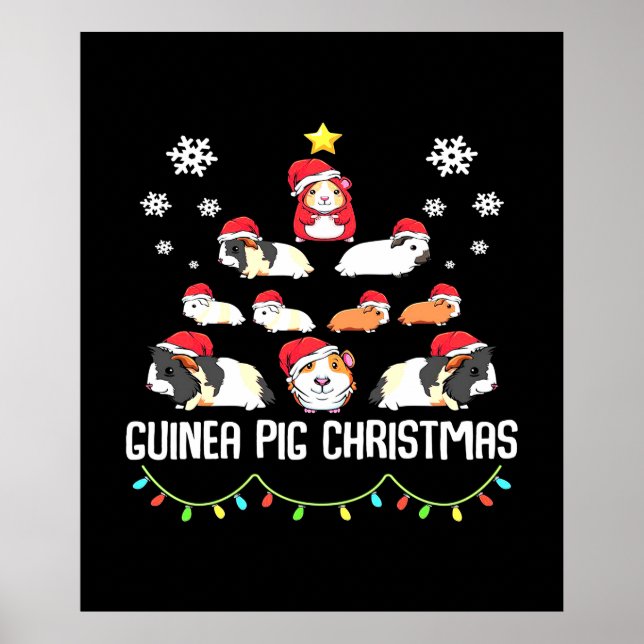 Affiche Arbre de Noël de cochon de Guinée | Amusant Guinée (Devant)