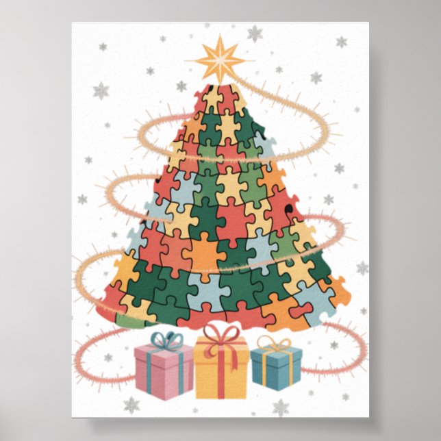 Affiche Arbre de Noël de la sensibilisation à l'autisme po (Devant)