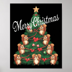 Affiche Arbre de Noël des écureuils Xmas Arbre de Noël des