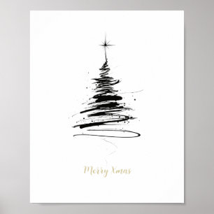 Affiche Arbre de Noël dessiné à la main Joyeux Noël