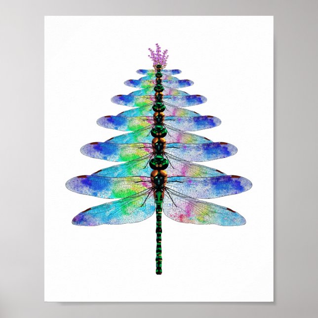Affiche Arbre de Noël dragonfly (Devant)