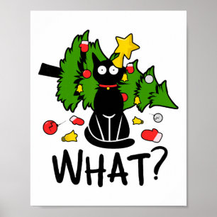 Affiche Arbre de Noël drôle chat noir Noël humour Xmas Ca