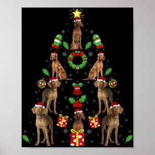Affiche Arbre de Noël Éclairage de chien Vizsla Vizsla Noë