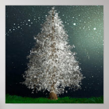 Arbre de Noël en argent blanc, étoiles brillantes