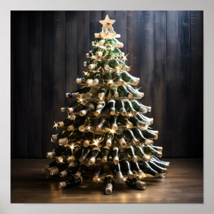 Affiche Arbre de Noël en bouteilles de vin