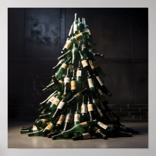 Affiche Arbre de Noël en bouteilles de vin