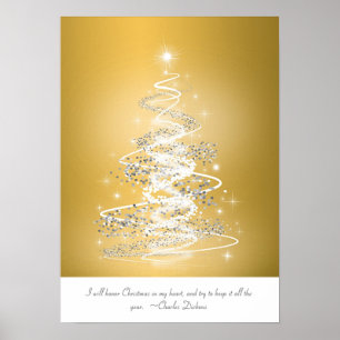Affiche Arbre de Noël en or