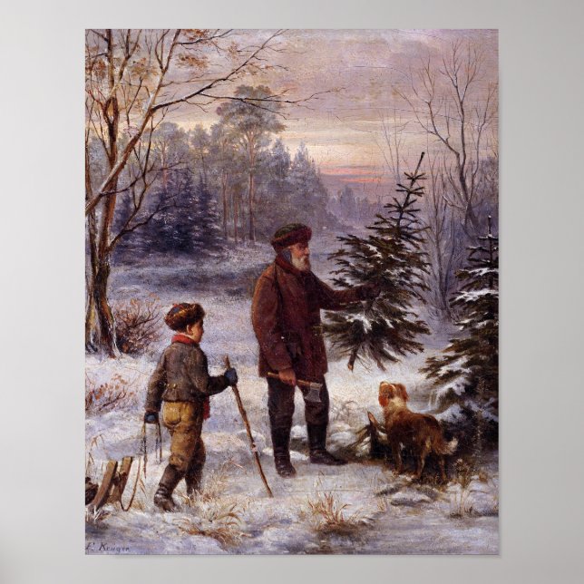 Affiche Arbre de Noël enneigé de Franz Krüger avant Noël (Devant)
