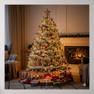 Affiche Arbre de Noël entièrement décoré