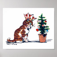 Arbre de Noël et chaton, Louis Wain