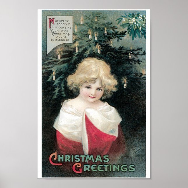Affiche Arbre de Noël et enfant (Devant)