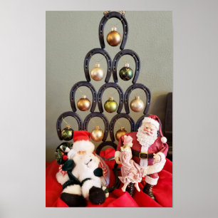 Affiche Arbre de Noël fer à cheval Père Noël photographie