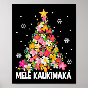 Affiche Arbre de Noël Floral Hawaïen Mele Kalikimaka Tro