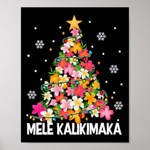 Affiche Arbre de Noël Floral Hawaïen Mele Kalikimaka Tro