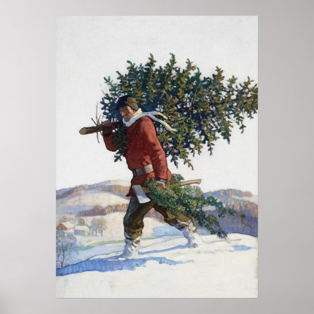 Affiche Arbre de Noël frais coupé Vintage (Devant)
