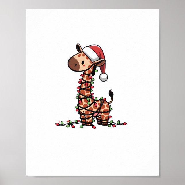 Affiche Arbre de Noël Girafe Mignon Amoureux des Girafes   (Devant)