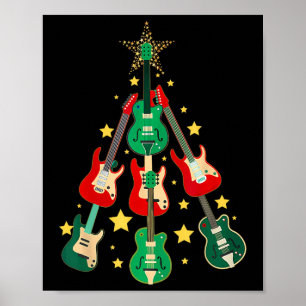 Affiche Arbre de Noël Guitare Cool pour Amoureux de Guitar
