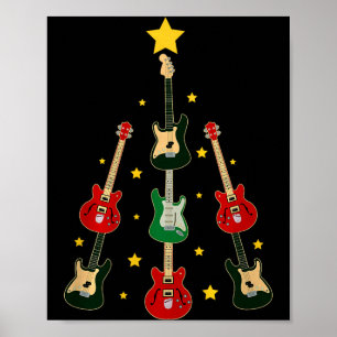 Affiche Arbre de Noël Guitare Musicale Amoureux de Guitare