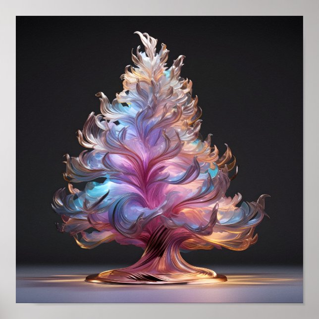 Affiche Arbre de Noël irisé coloré (Devant)