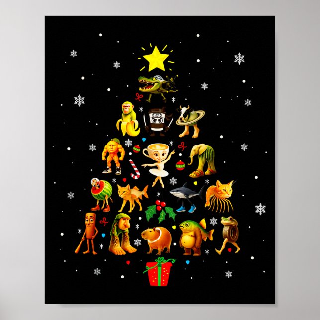 Affiche Arbre de Noël italien Brainrot Meme Brain Rot Xma (Devant)
