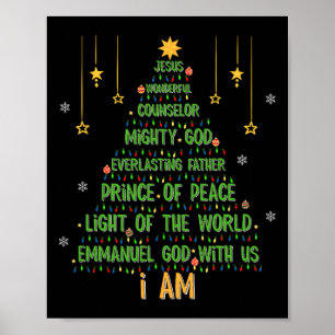 Affiche Arbre de Noël Jésus Bible chrétienne Foi Fête