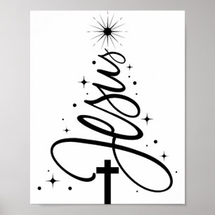 Affiche Arbre de Noël Jésus Verset de la Bible chrétienne