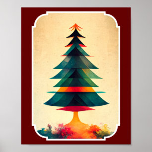 Affiche Arbre de Noël Joyfull Design géométrique