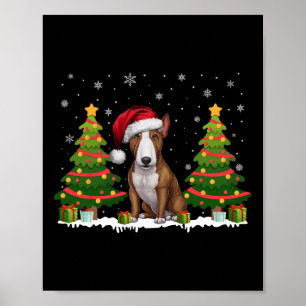 Affiche Arbre de Noël Lumière Taureau de Terrier Chien de
