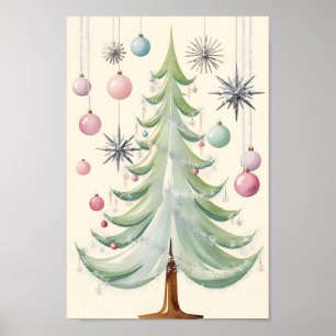 Affiche Arbre de Noël moderne du milieu du siècle