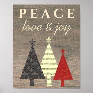 Affiche Arbre de Noël Paix Amour et Joie