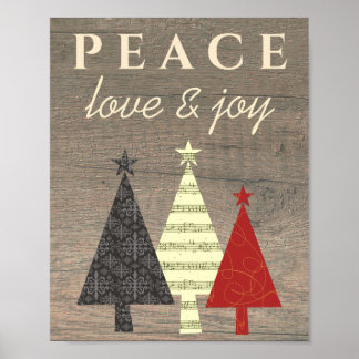 Affiche Arbre de Noël Paix Amour et Joie