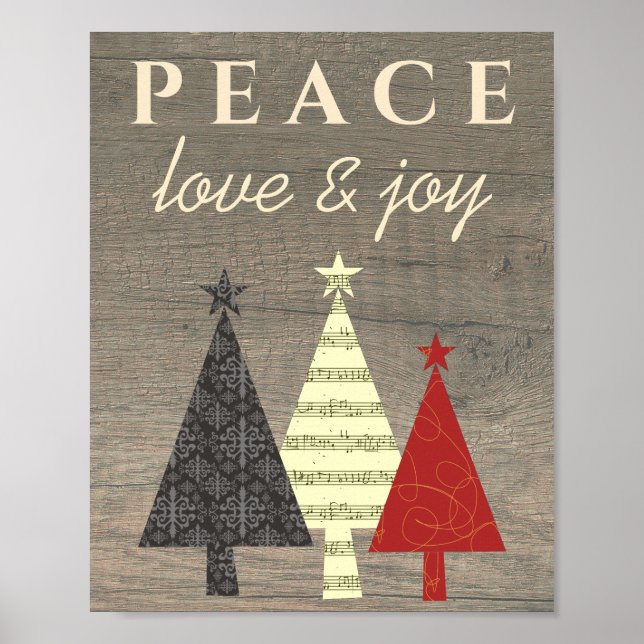 Affiche Arbre de Noël Paix Amour et Joie (Devant)