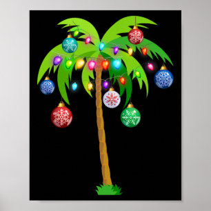 Affiche Arbre de Noël Palmier Hawaïen Tropical Noël Noix d