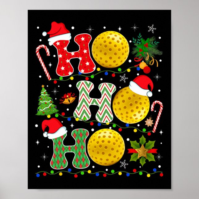 Affiche Arbre de Noël Pickleball Ho Ho Père Noël Lights Xm (Devant)
