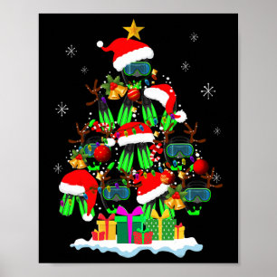 Affiche Arbre de Noël Plongée sous-marine Santa Hat Famill