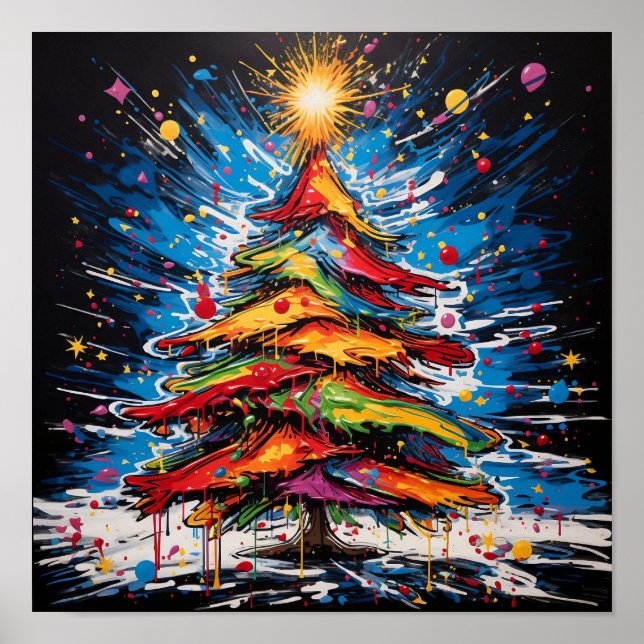 Affiche Arbre de Noël Pop Art (Devant)