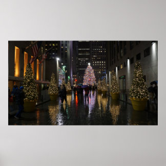 Affiche Arbre de Noël Rockefeller Center en réflexion