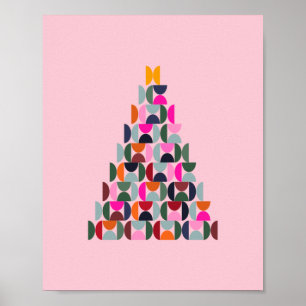 Affiche Arbre de Noël rose