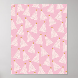 Affiche Arbre de Noël rose Motif