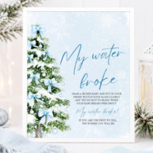 Affiche Arbre de Noël Ruban Bleu My Water Broke Baby Showe